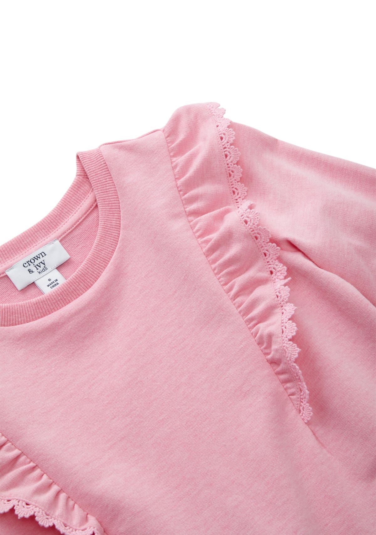 Girls 4-6x Long Sleeve Ruffle Front Sweatshirt 