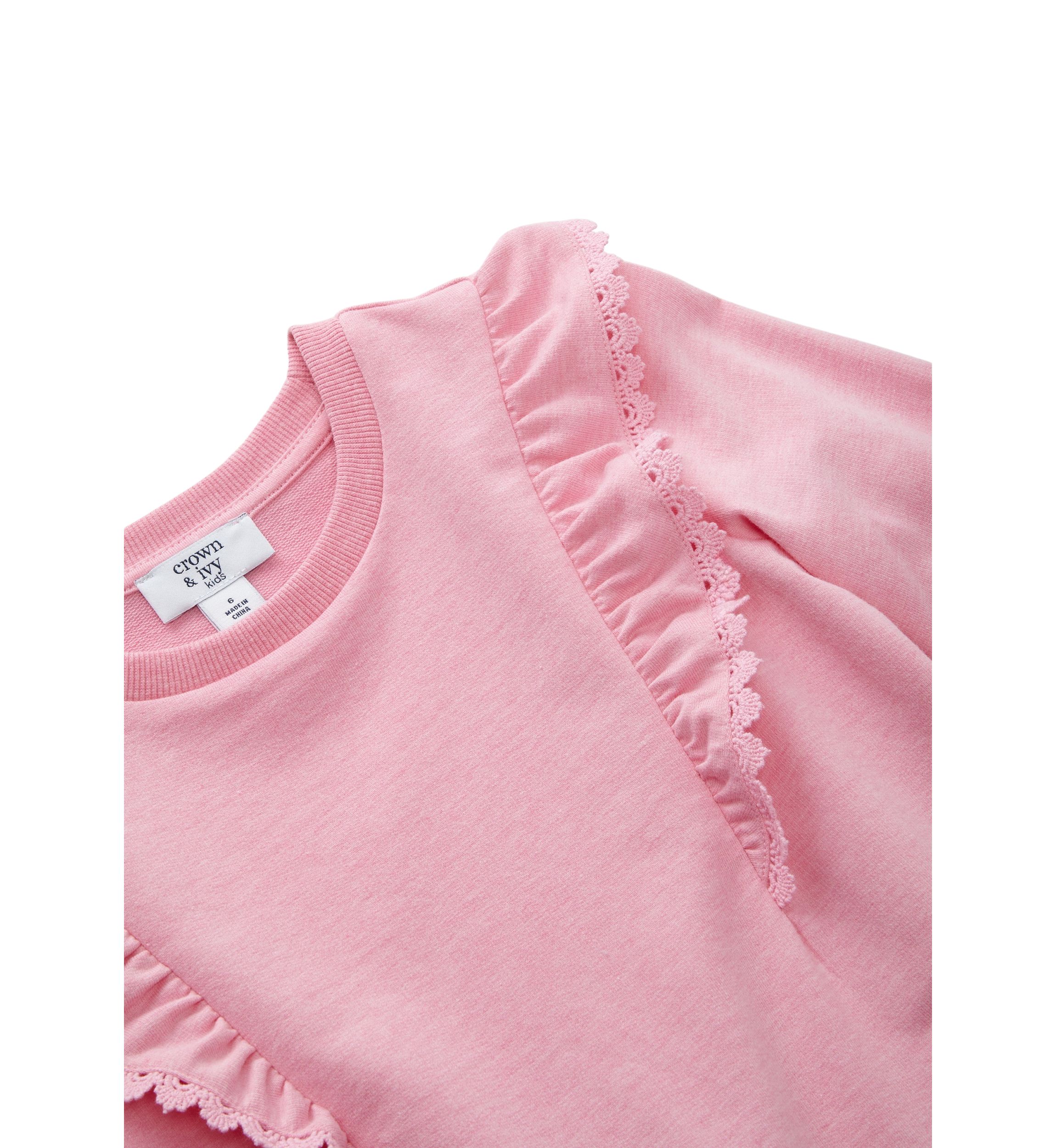 Girls 4-6x Long Sleeve Ruffle Front Sweatshirt 