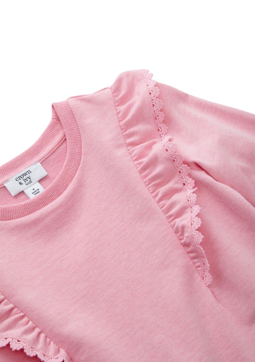 Girls 4-6x Long Sleeve Ruffle Front Sweatshirt 