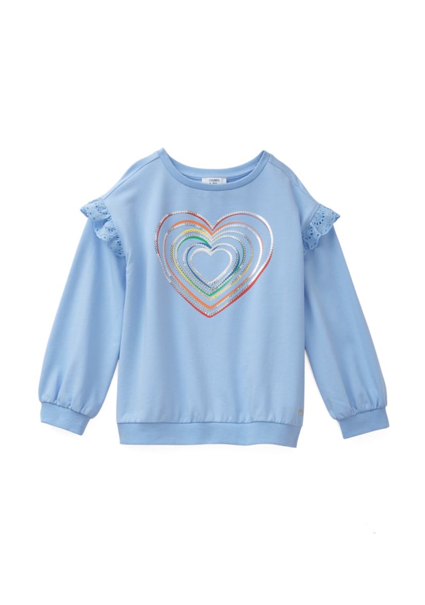 Girls 4-6x Ruffle Shoulder Sweatshirt