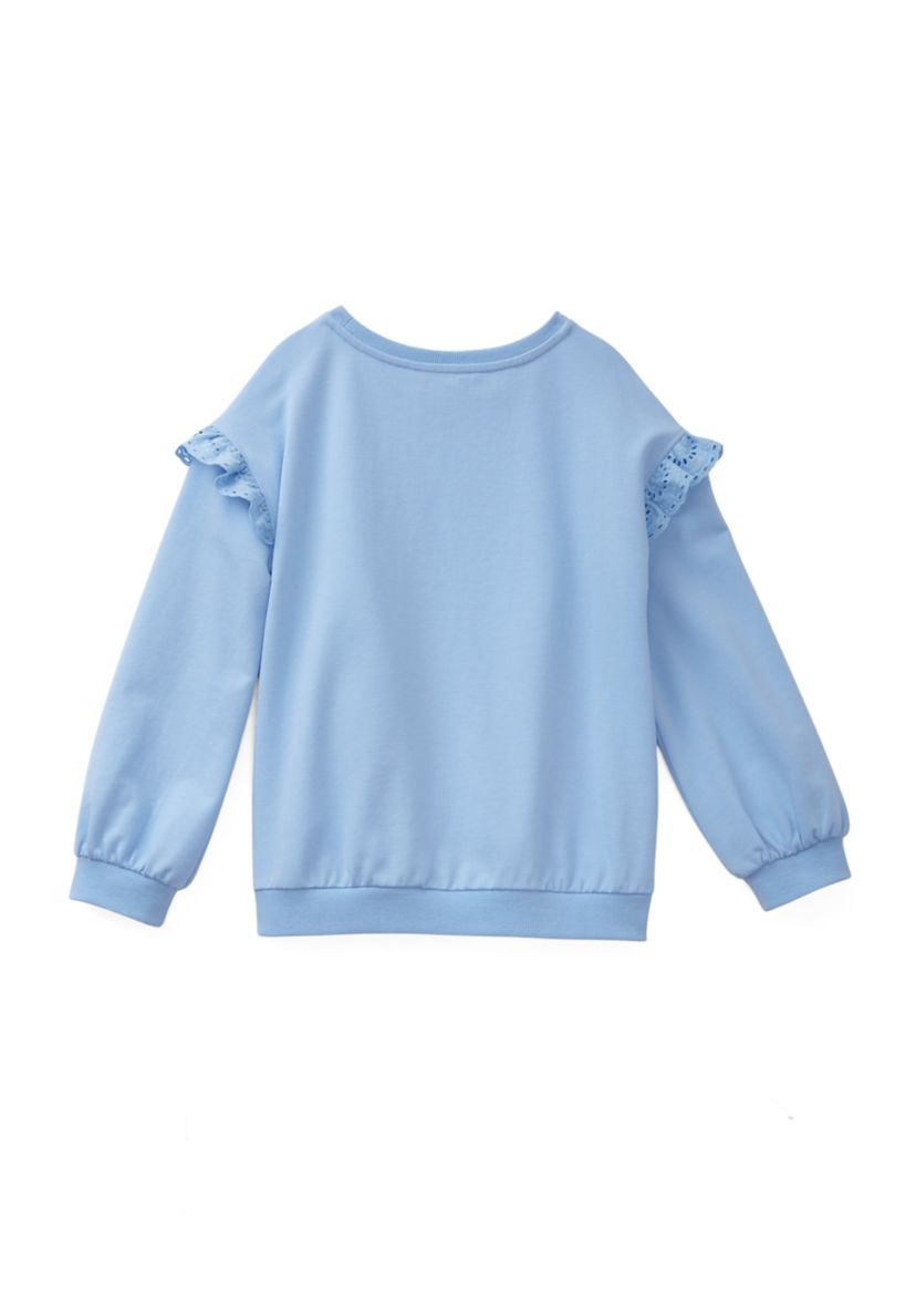Girls 4-6x Ruffle Shoulder Sweatshirt
