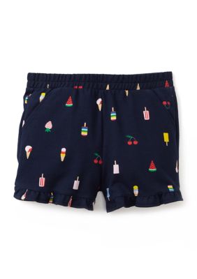 Crown & Ivy Girls 4-6x Knit Pull On Ruffle Shorts, Navy Blue