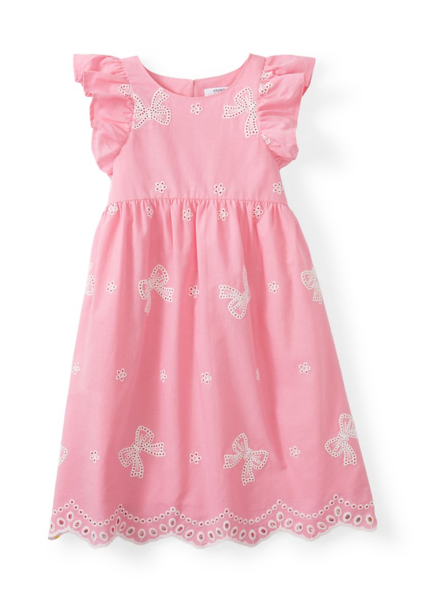 Crown & Ivy Girls 4-6x Flutter Sleeve Eyelet Dress | Belk