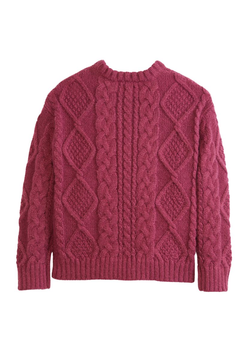 Girls 4-6x Cable Pearl Studded Sweater with Headband