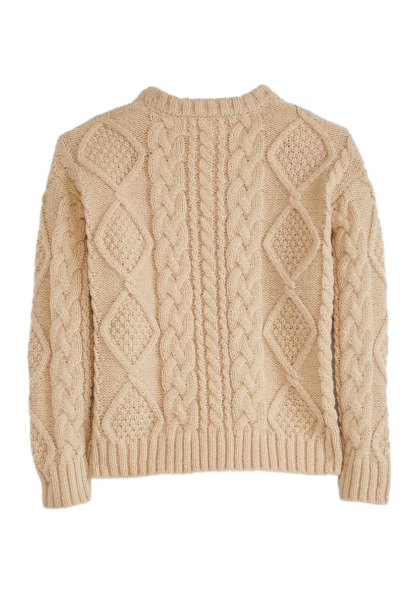 Girls 4-6x Cable Knit Pearl Studded Sweater