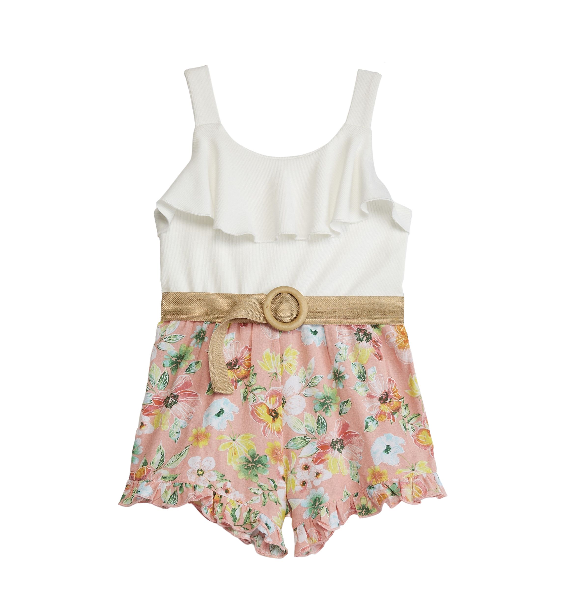Girls 4-6x Sleeveless Romper with Floral Shorts