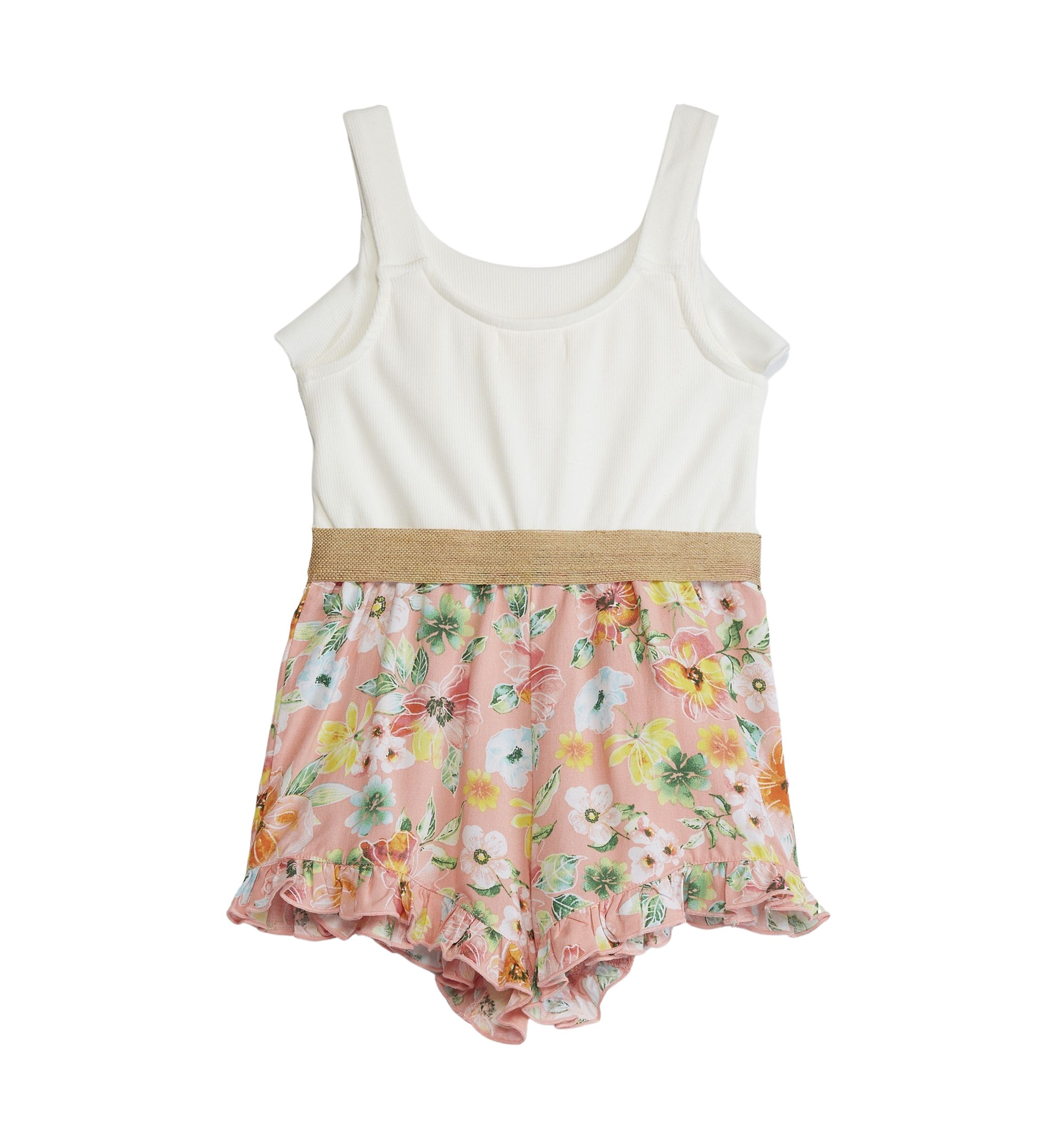Girls 4-6x Sleeveless Romper with Floral Shorts
