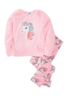 bmagical by btween Girls 7-16 Sequin Unicorn Graphic Fuzzy Pajama Set ...