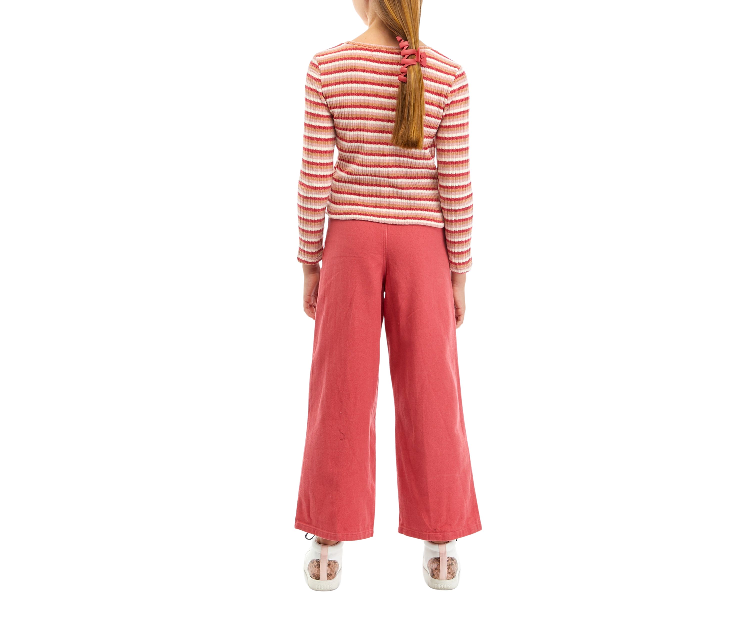 Girls 7-16 Chenille Sweater and Twill Pants Set 
