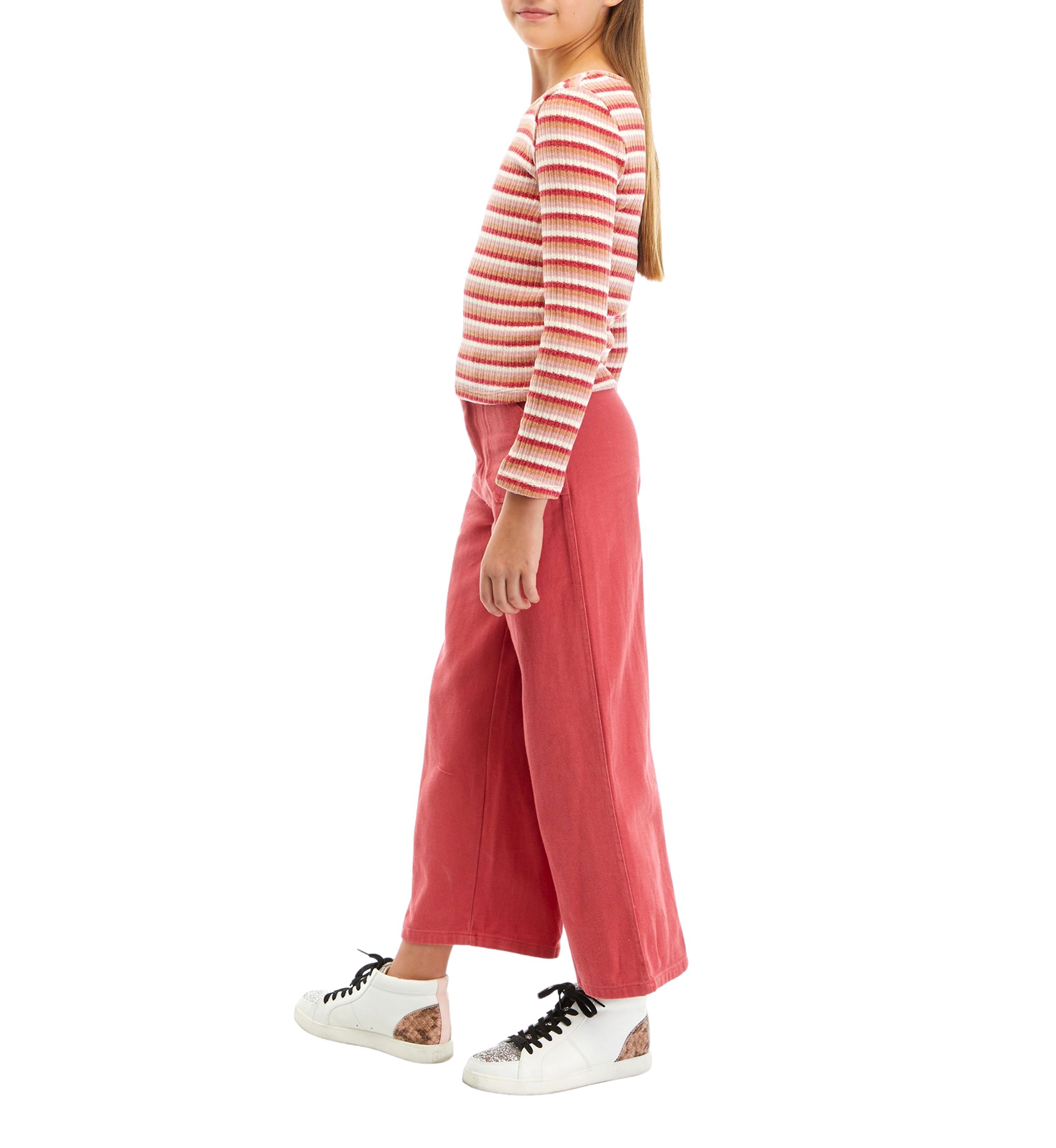 Girls 7-16 Chenille Sweater and Twill Pants Set 