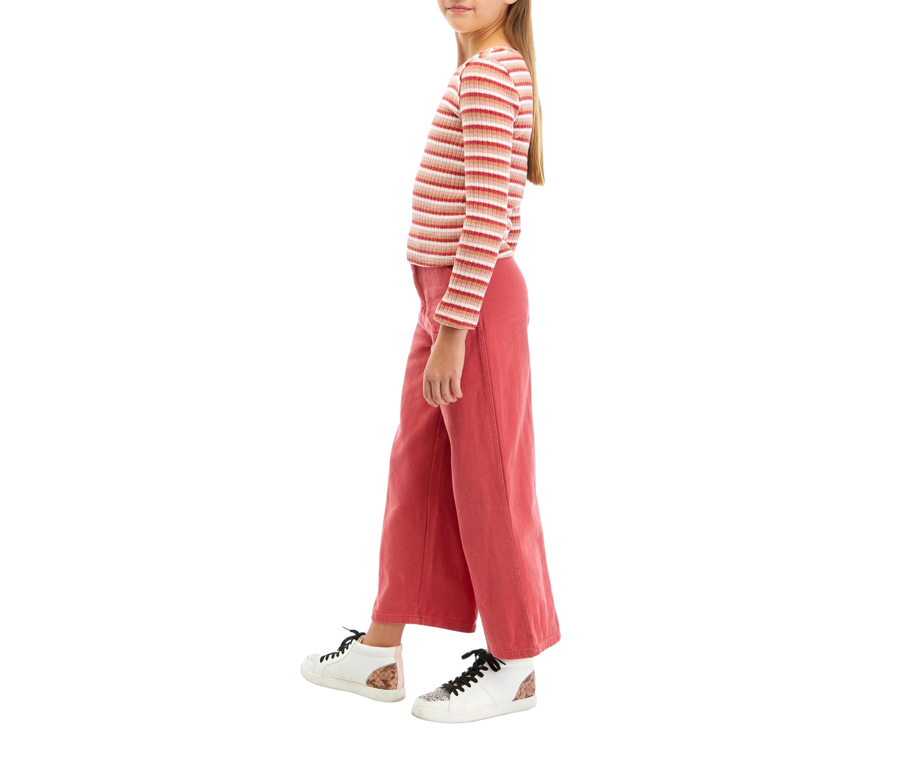 Girls 7-16 Chenille Sweater and Twill Pants Set 