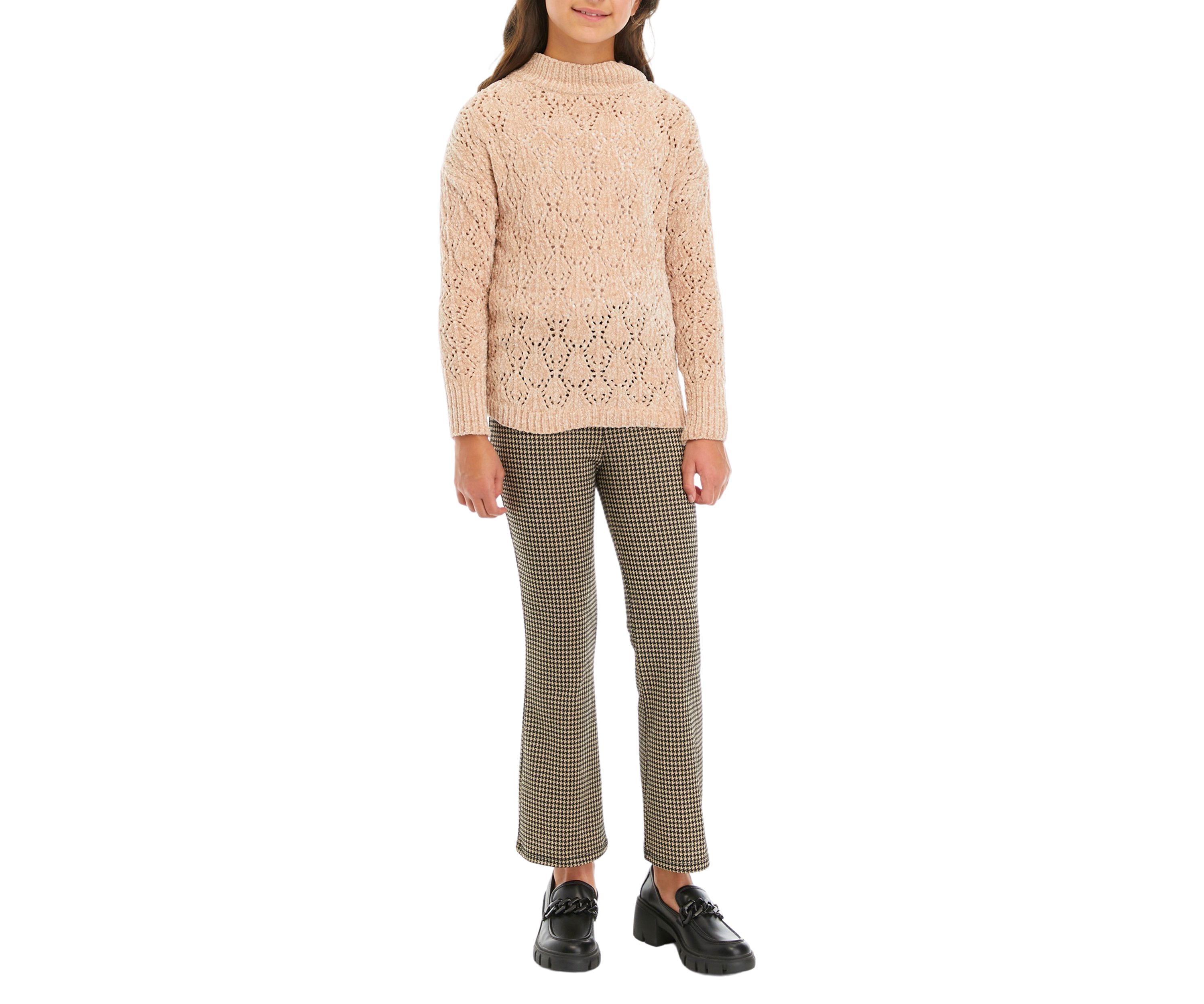 Girls 7-16 Chenille Sweater and Flared Leggings Set