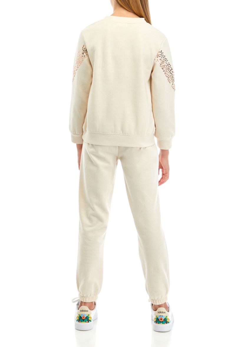 Girls 7-16 Sequin Chevron Fleece Jogger Set