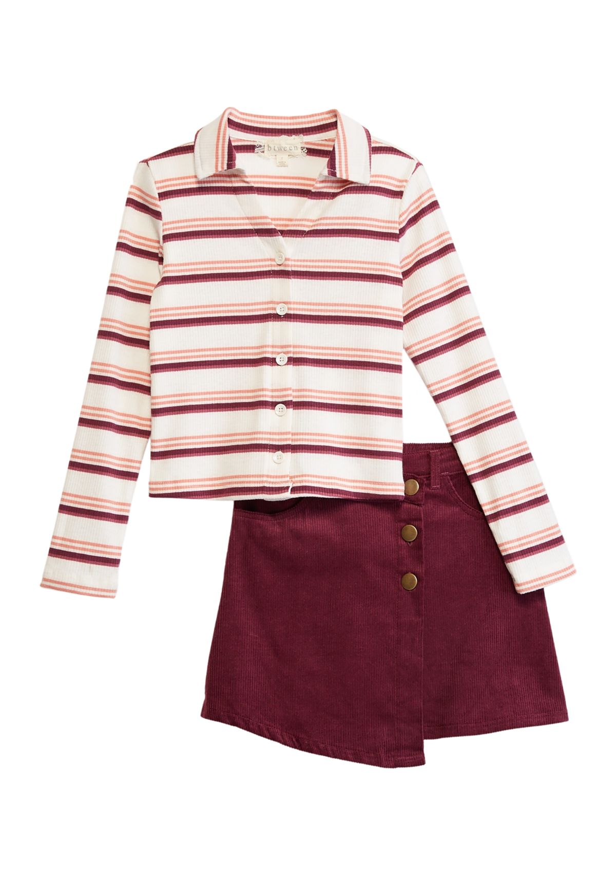 Girls 7-16 Ribbed Knit Top and Skirt