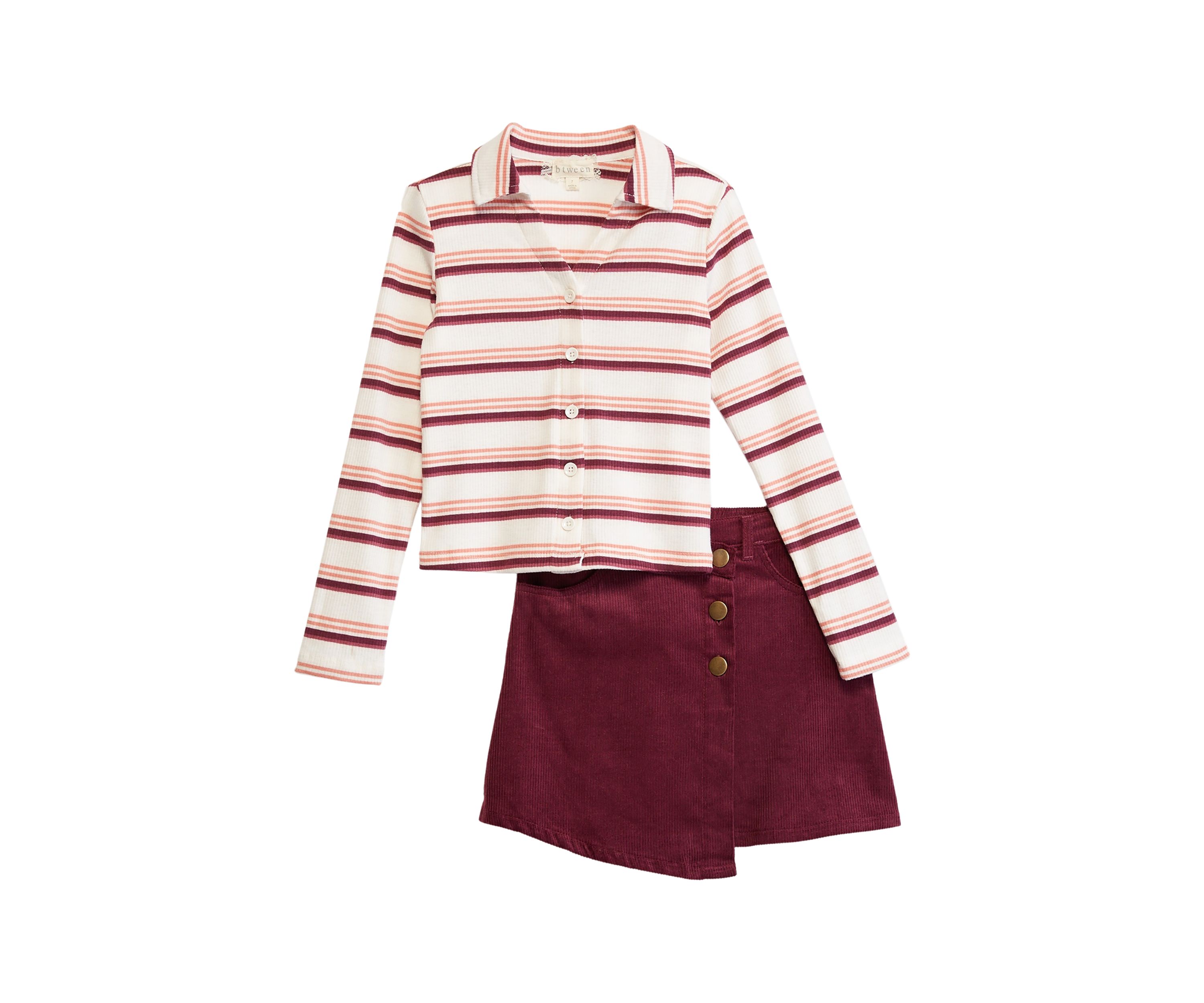 Girls 7-16 Ribbed Knit Top and Skirt