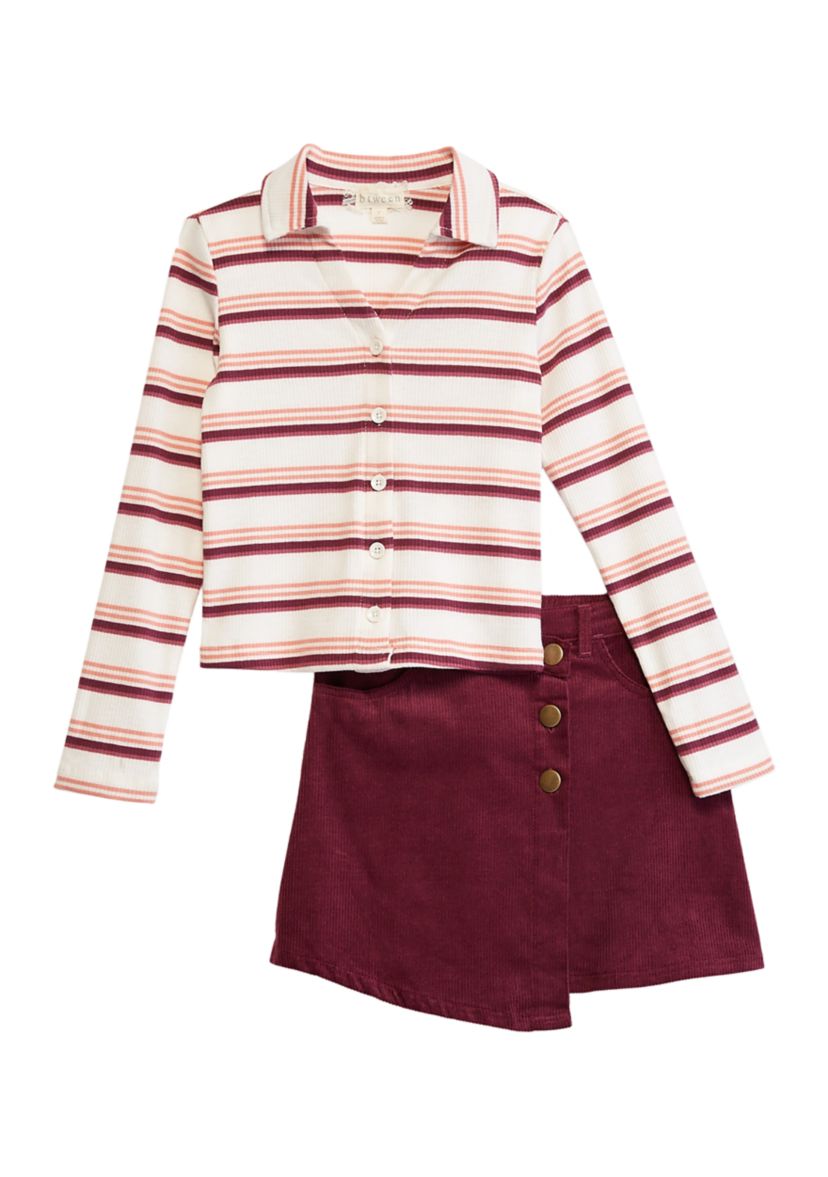 Girls 7-16 Ribbed Knit Top and Skirt