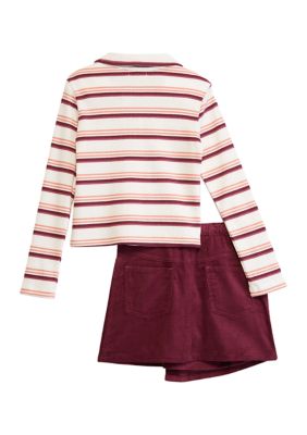 Girls 7-16 Ribbed Knit Top and Skirt