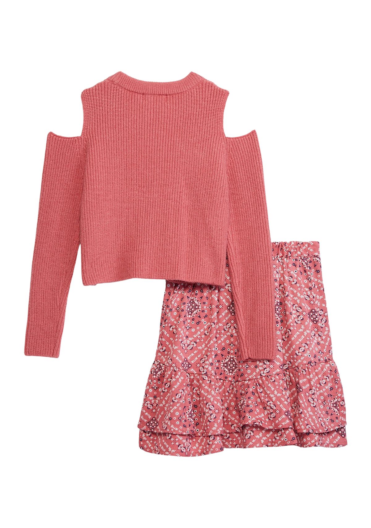 Girls 7-16 Cold Shoulder Sweater and Skirt Set