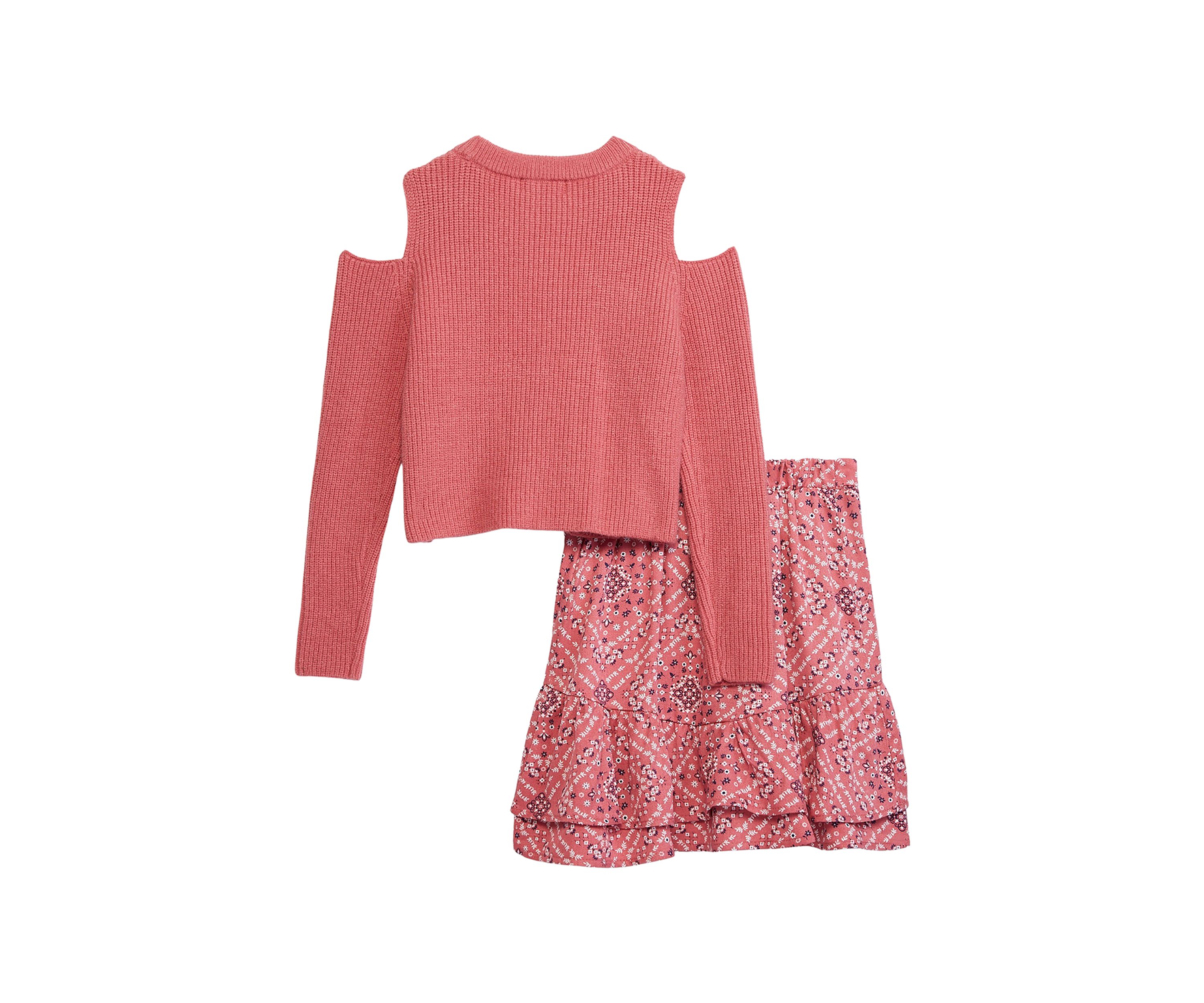 Girls 7-16 Cold Shoulder Sweater and Skirt Set