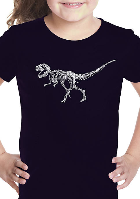 Girls 7-16 Word Art T Shirt - Dinosaur T-Rex Skeleton