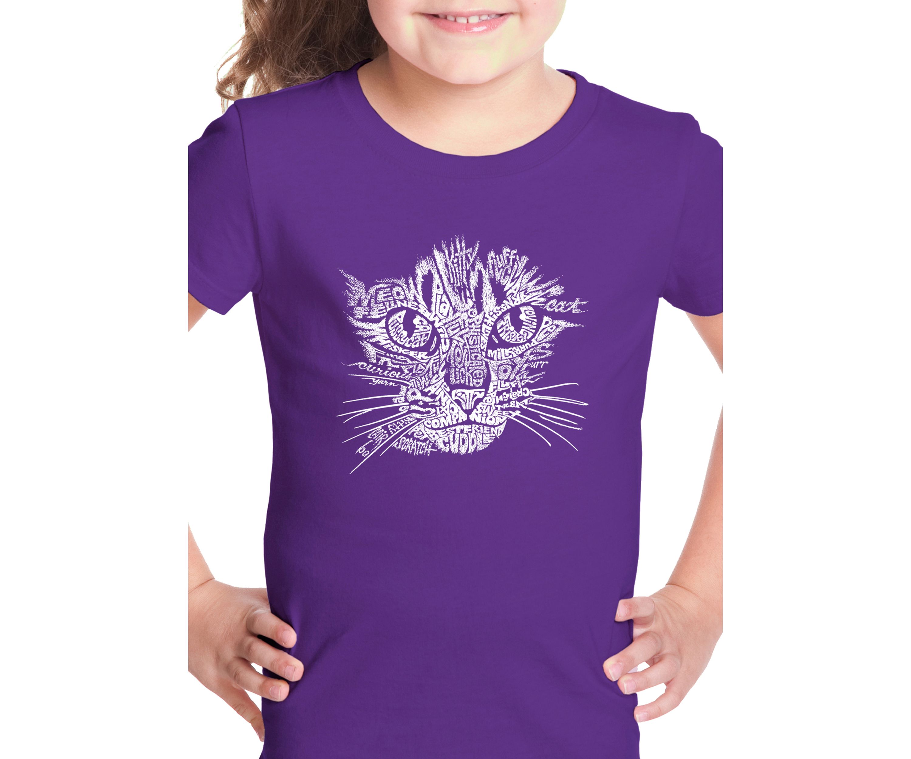 Girls 7-16 Word Art Graphic T-Shirt - Cat Face