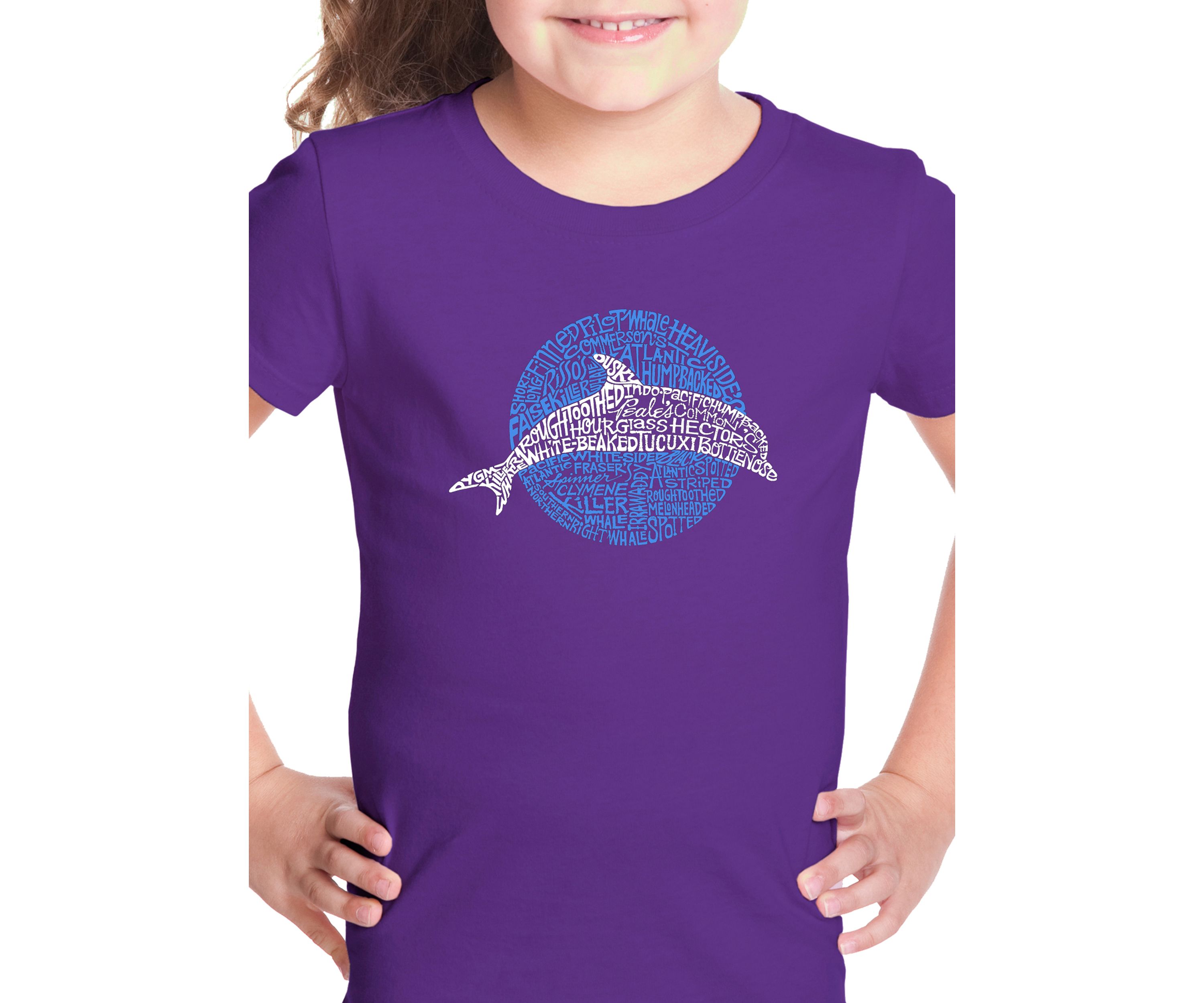 Girls 7-16 Word Art Graphic T-Shirt - Species of Dolphin