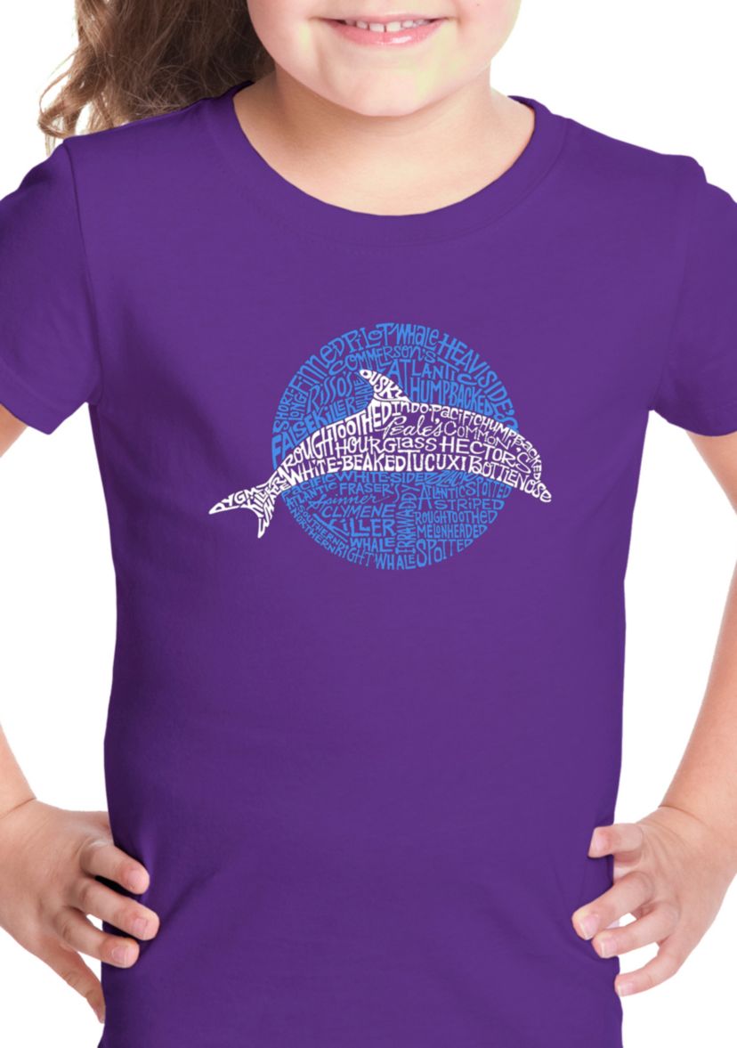 Girls 7-16 Word Art Graphic T-Shirt - Species of Dolphin