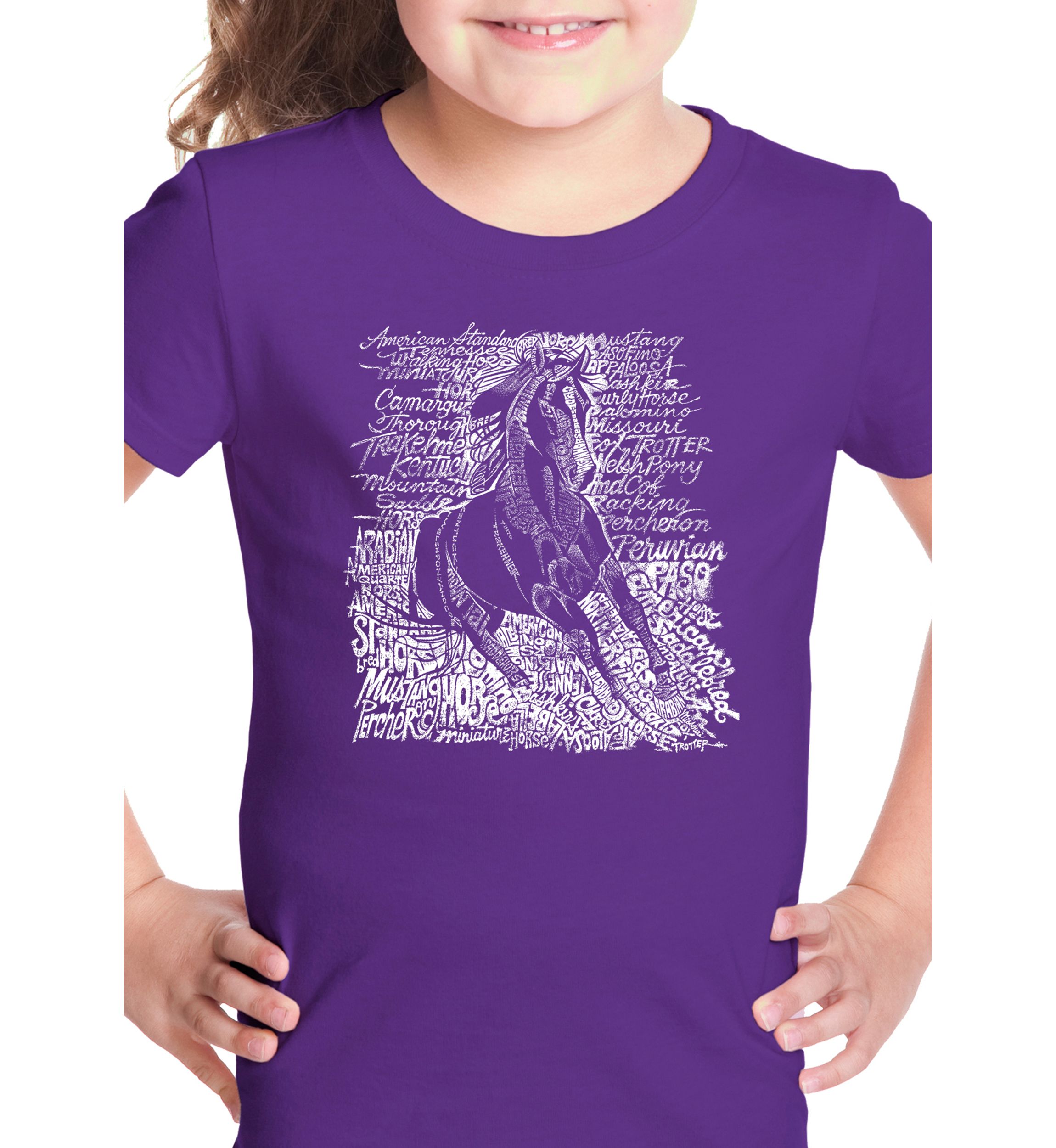 Girls 7-16 Word Art T Shirt - Popular Horse Breeds