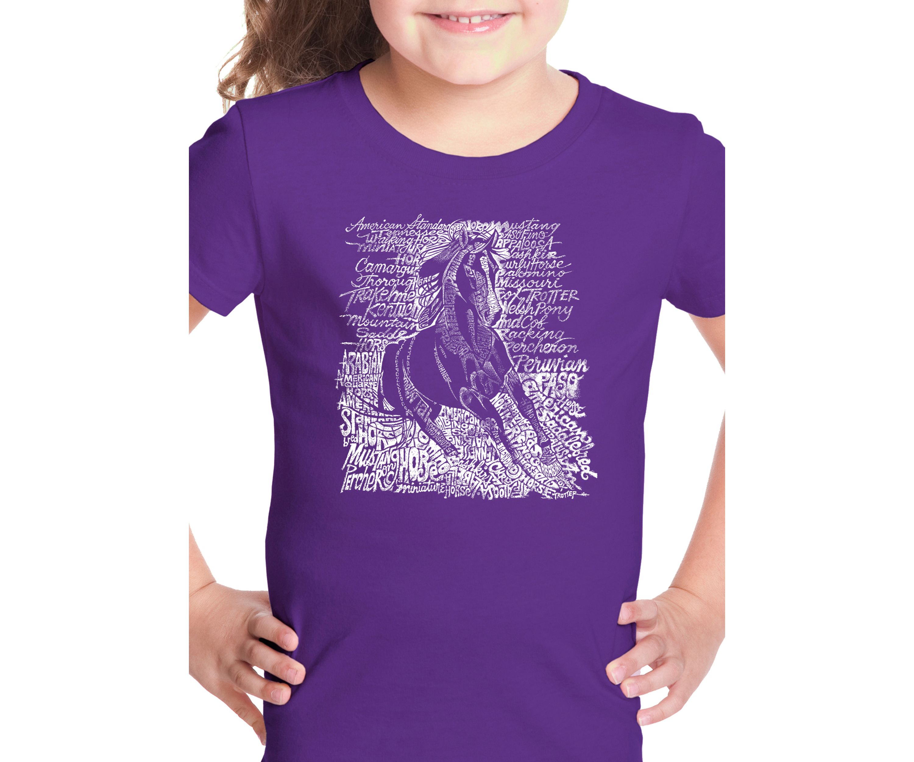 Girls 7-16 Word Art T Shirt - Popular Horse Breeds