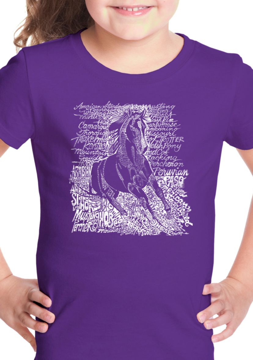 Girls 7-16 Word Art T Shirt - Popular Horse Breeds
