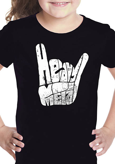 Girls 7-16 Word Art T Shirt - Heavy Metal