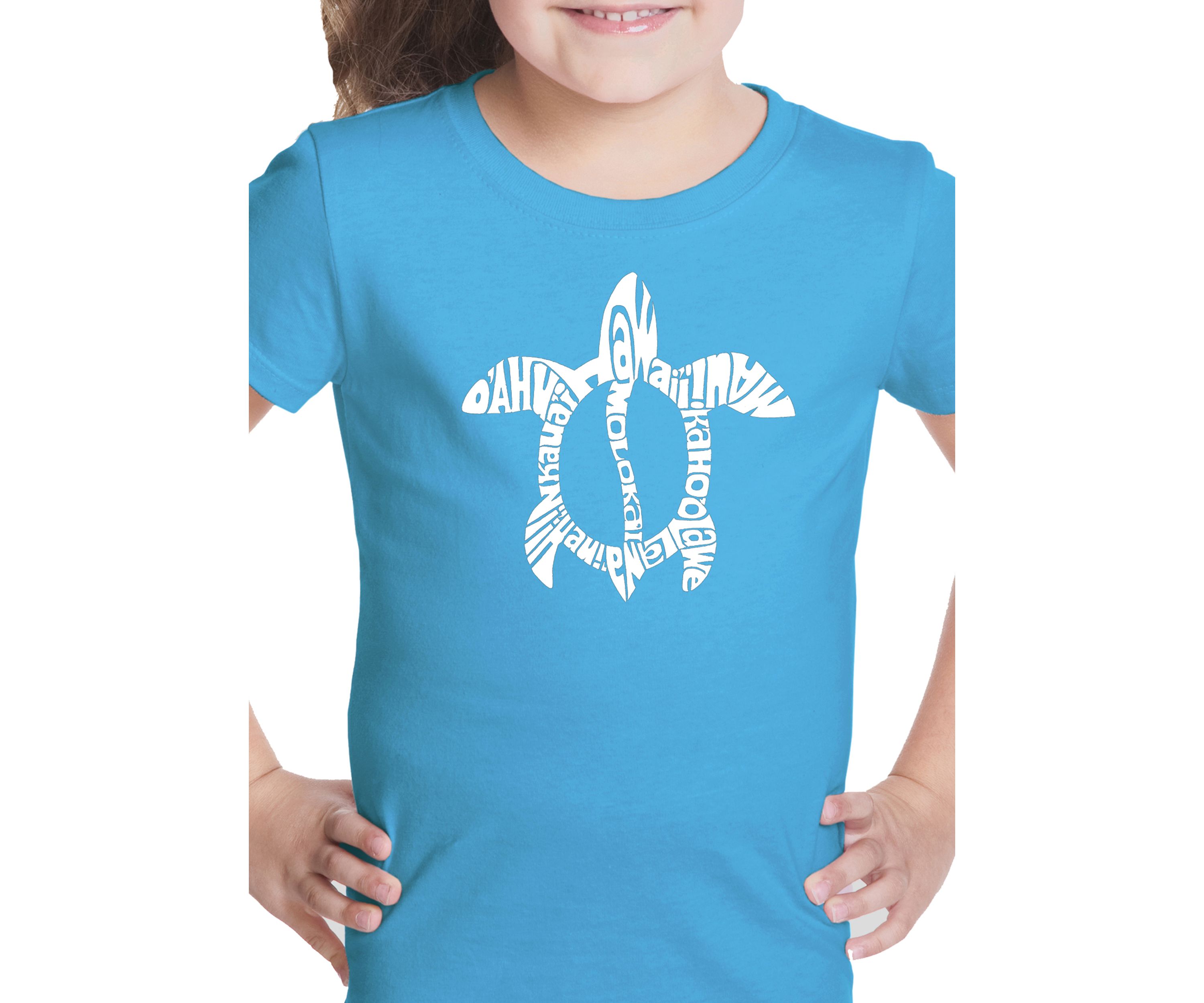 Girls 7-16 Word Art Graphic T-Shirt - Honu Turtle Hawaiian Islands