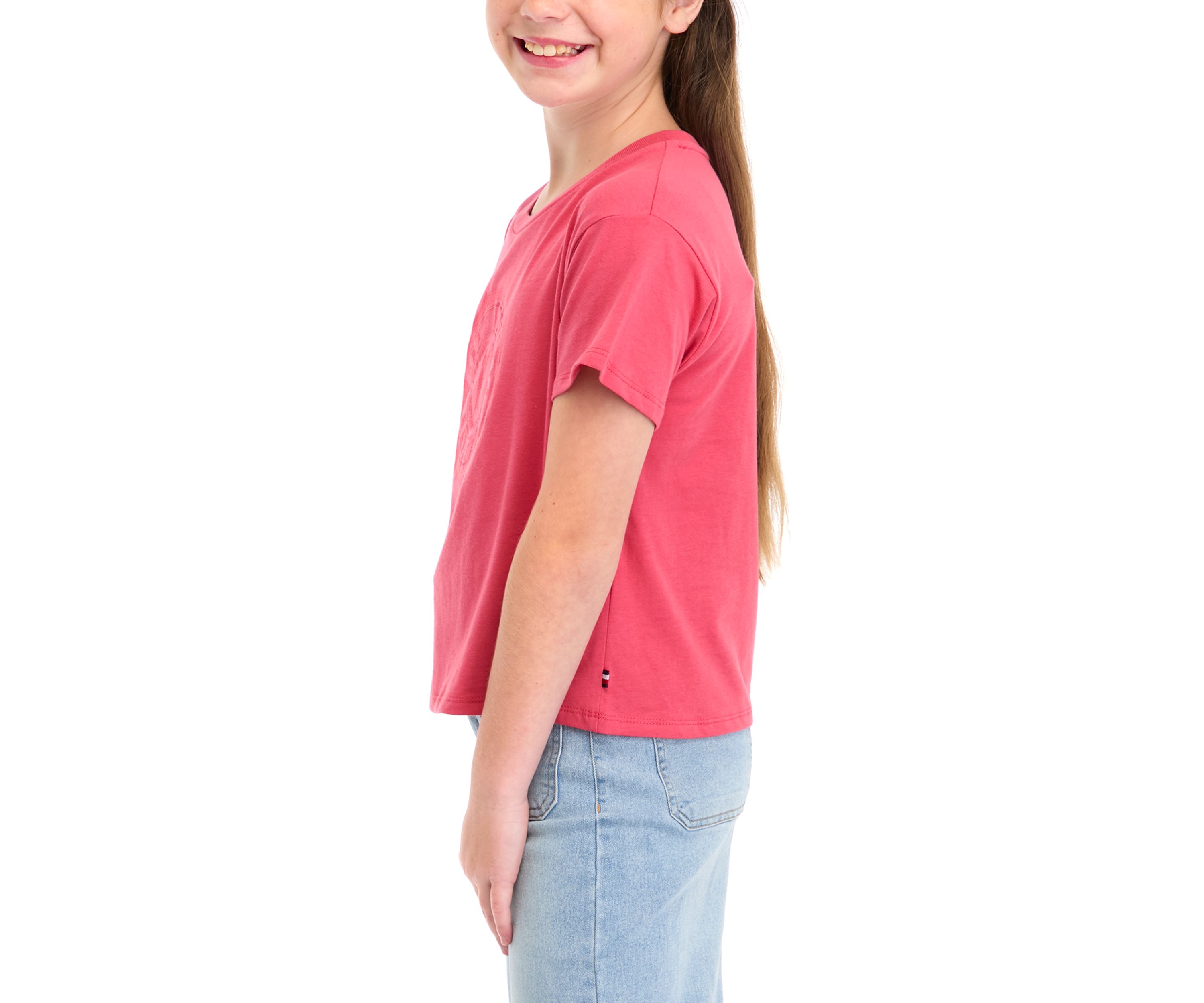 Girls 7-16 Embroidered Crest Short Sleeve Boxy T-Shirt