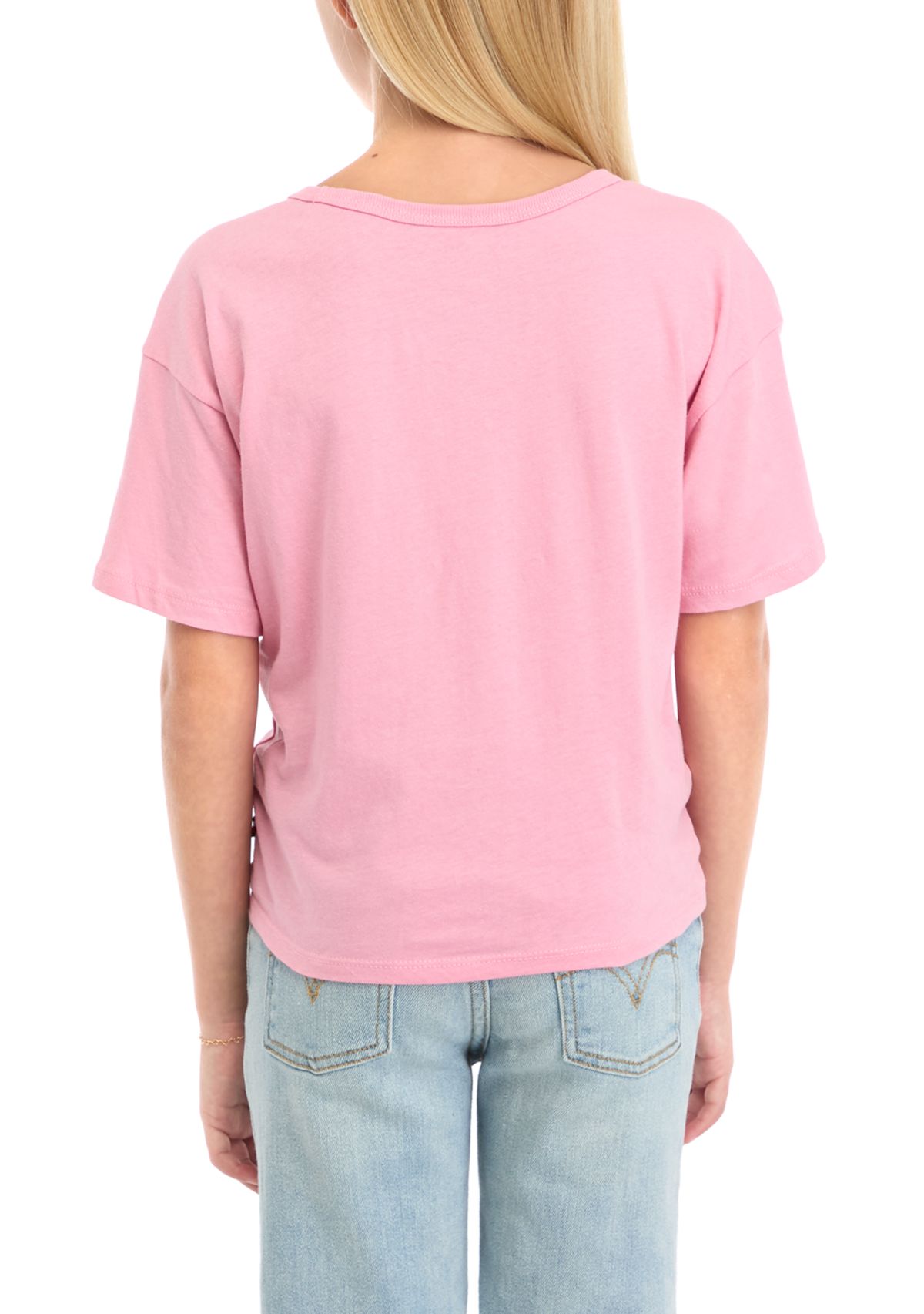 Girls 7-16 Script Short Sleeve Knotted T-Shirt