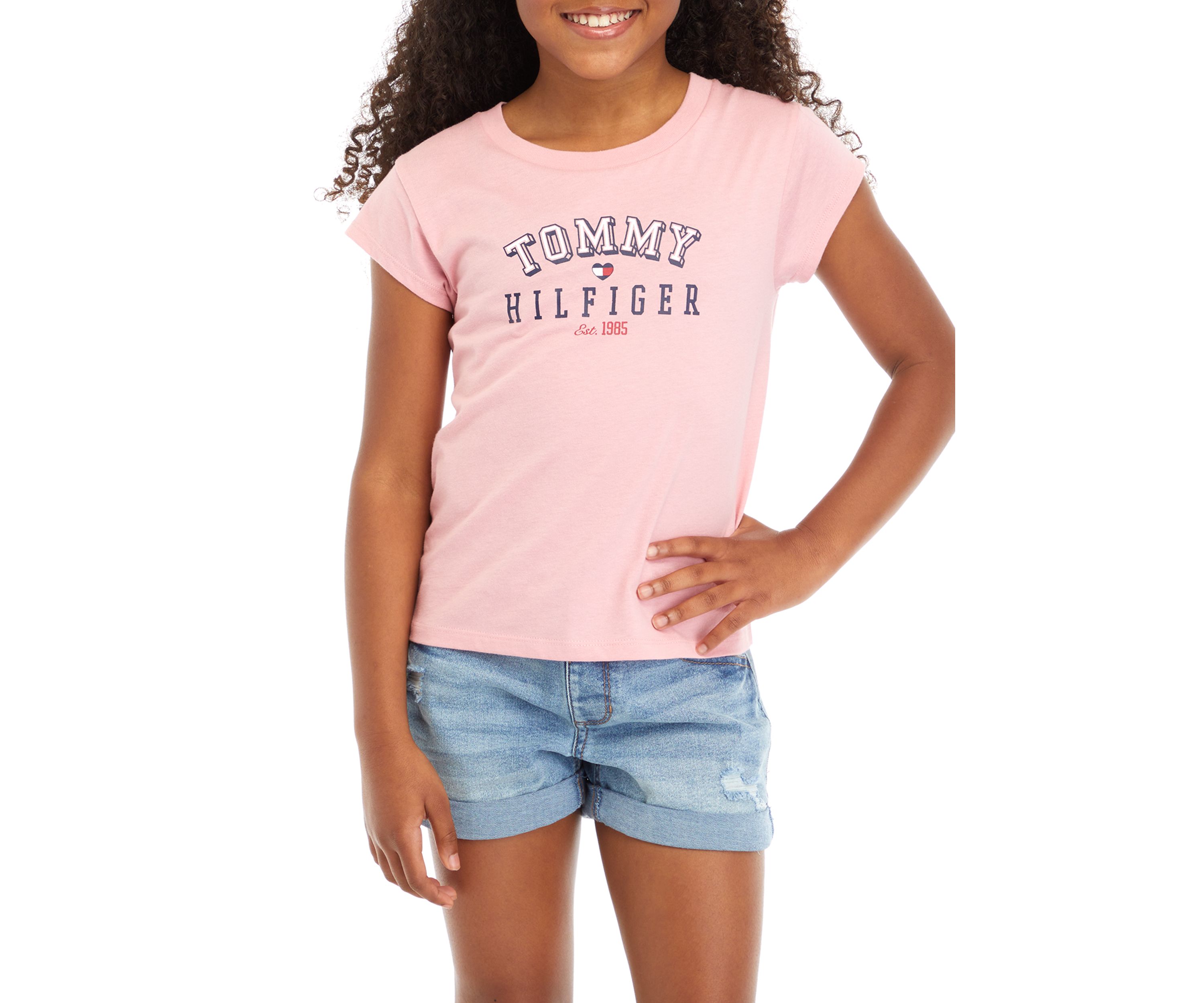 Girls 7-16 Heart Flag Short Sleeve T-Shirt