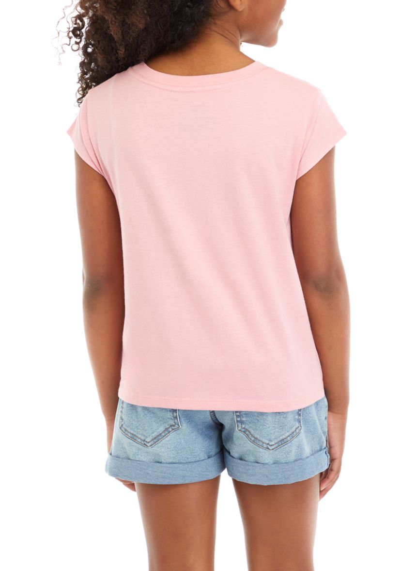 Girls 7-16 Heart Flag Short Sleeve T-Shirt