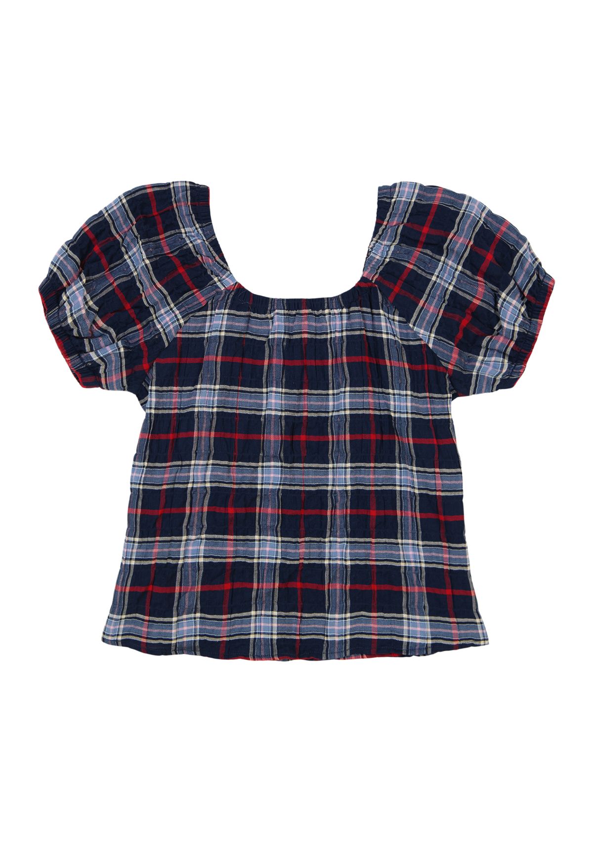 Girls 7-16 Seersucker Plaid Printed Top