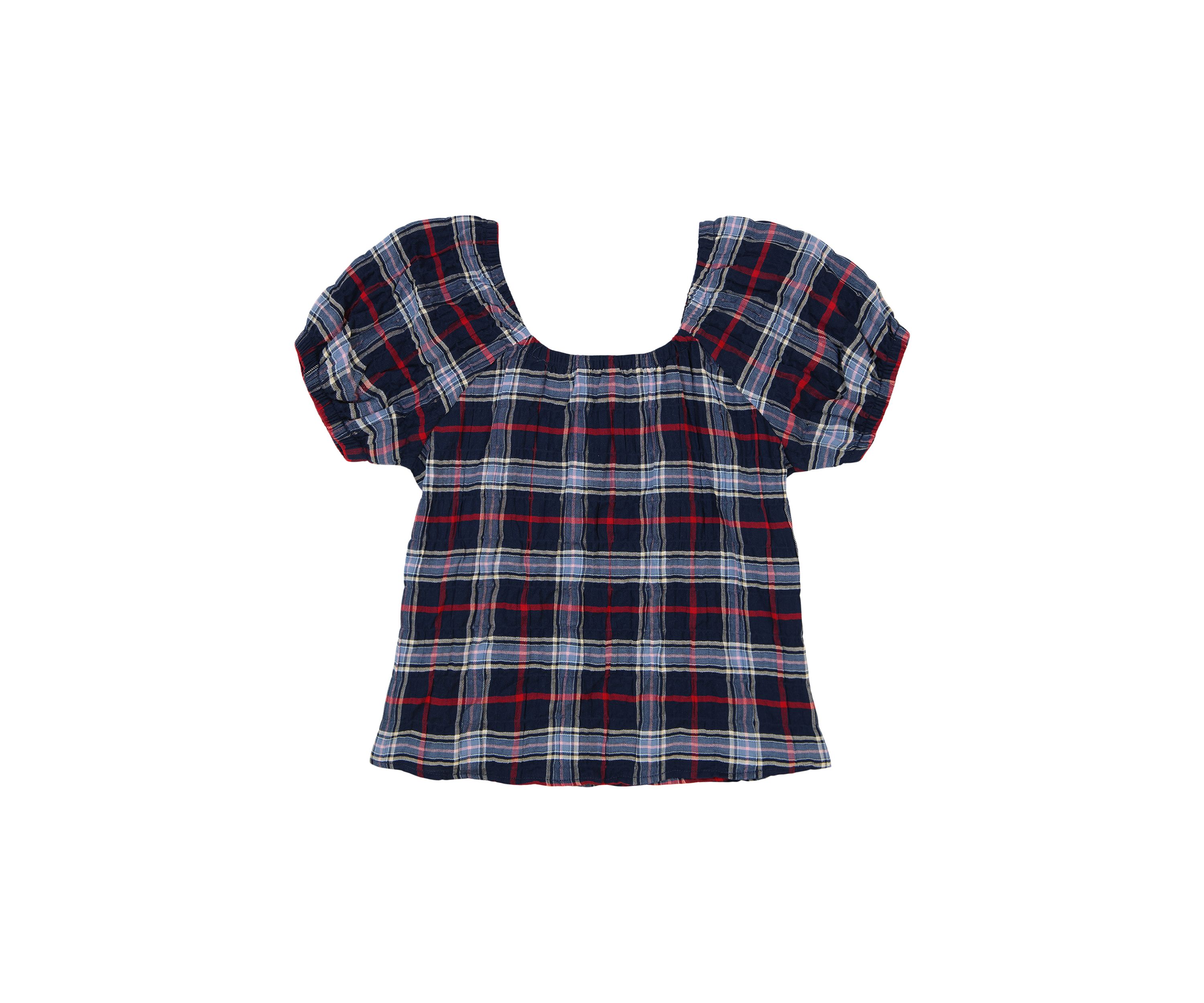 Girls 7-16 Seersucker Plaid Printed Top