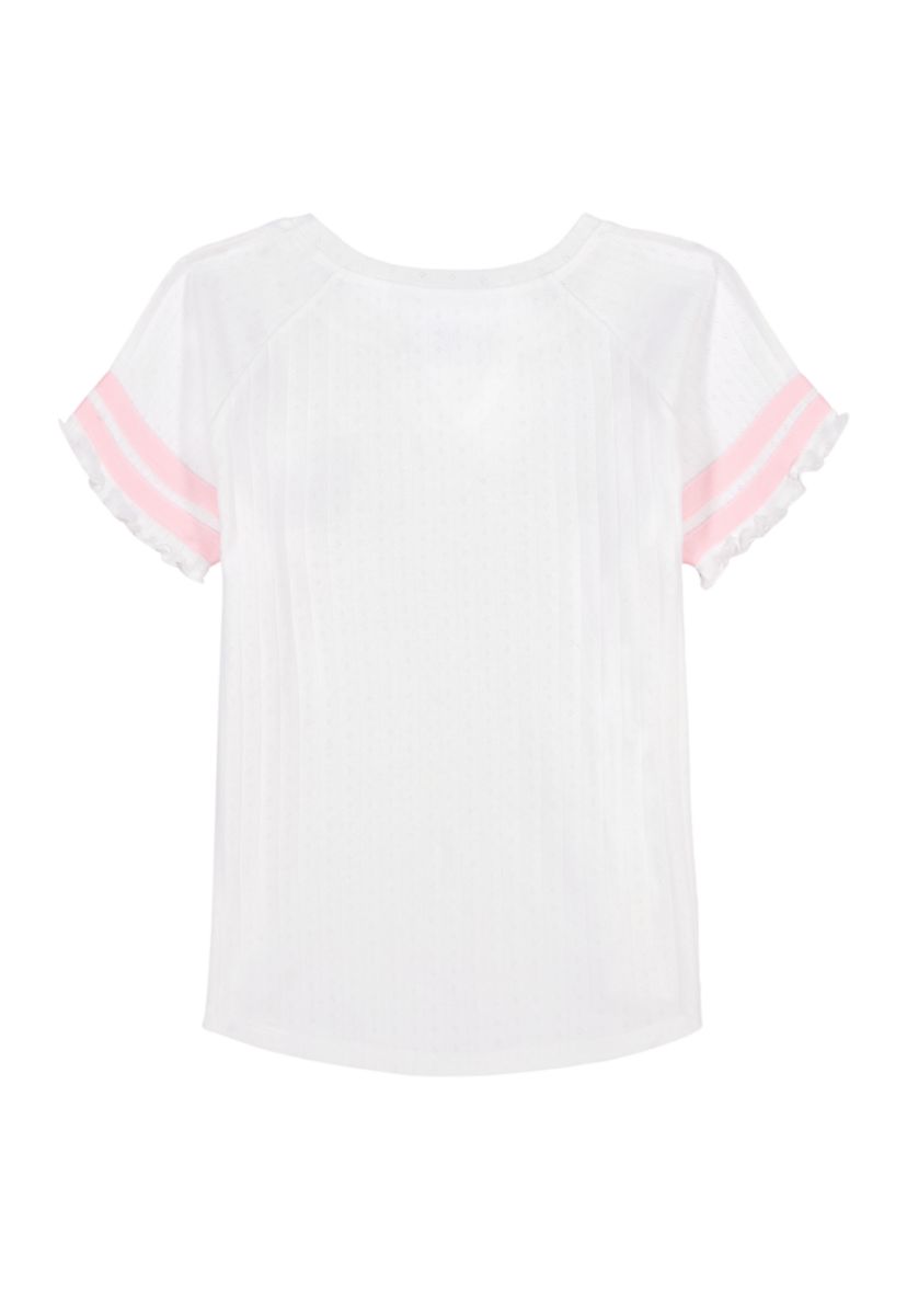 Girls 7-16 Short Sleeve Pointelle Top 
