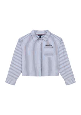 Tommy Hilfiger Girls 7-16 Yarn Dyed Stripe Boxy Long Sleeve Shirt