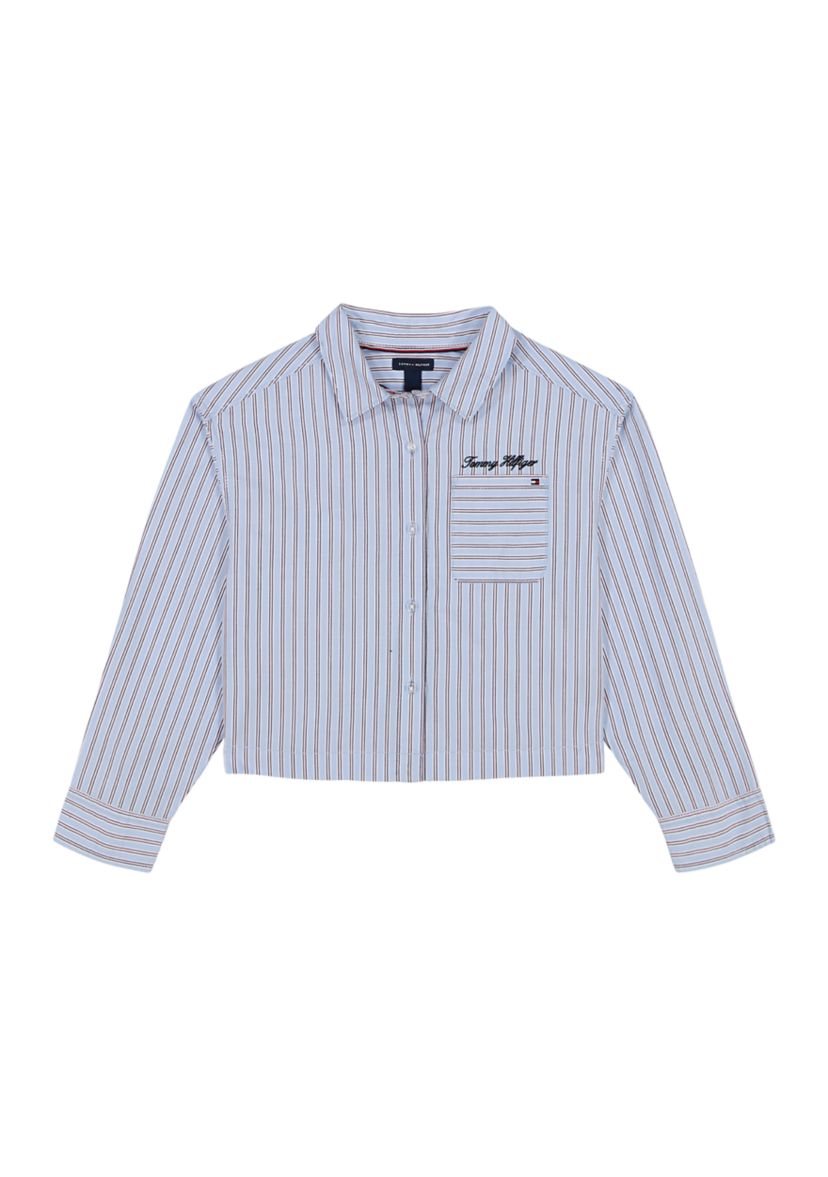 Girls 7-16 Yarn Dyed Stripe Boxy Long Sleeve Shirt