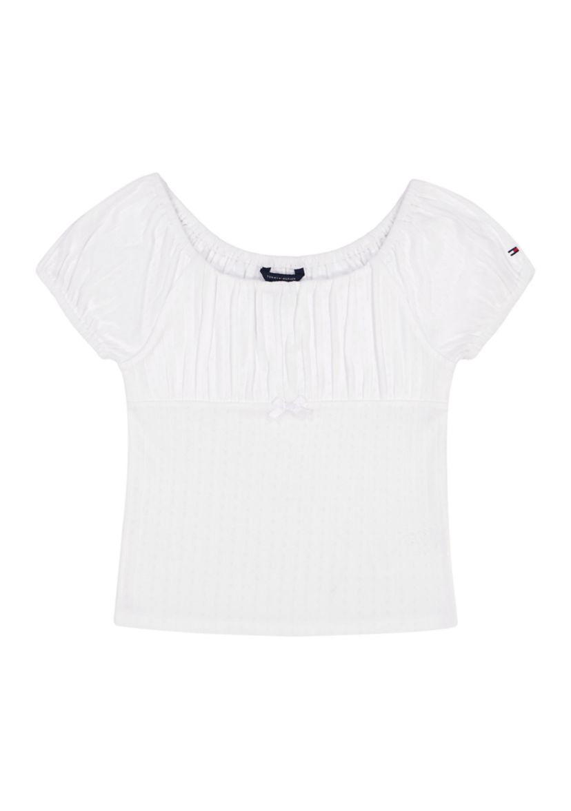 Girls 7-17 Puff Sleeve Cotton Top 