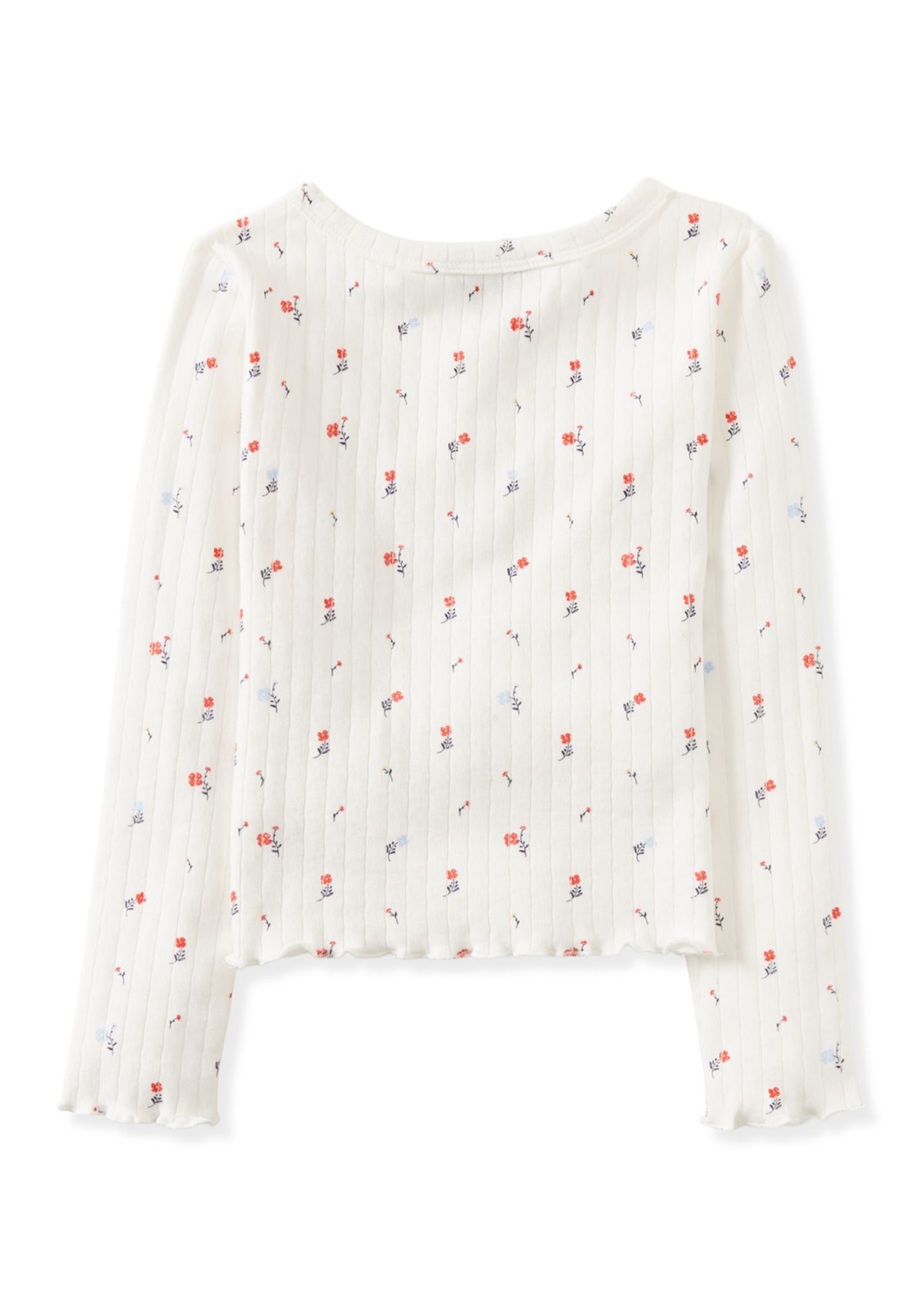 Girls 7-16 Flower Pointelle Henley Shirt