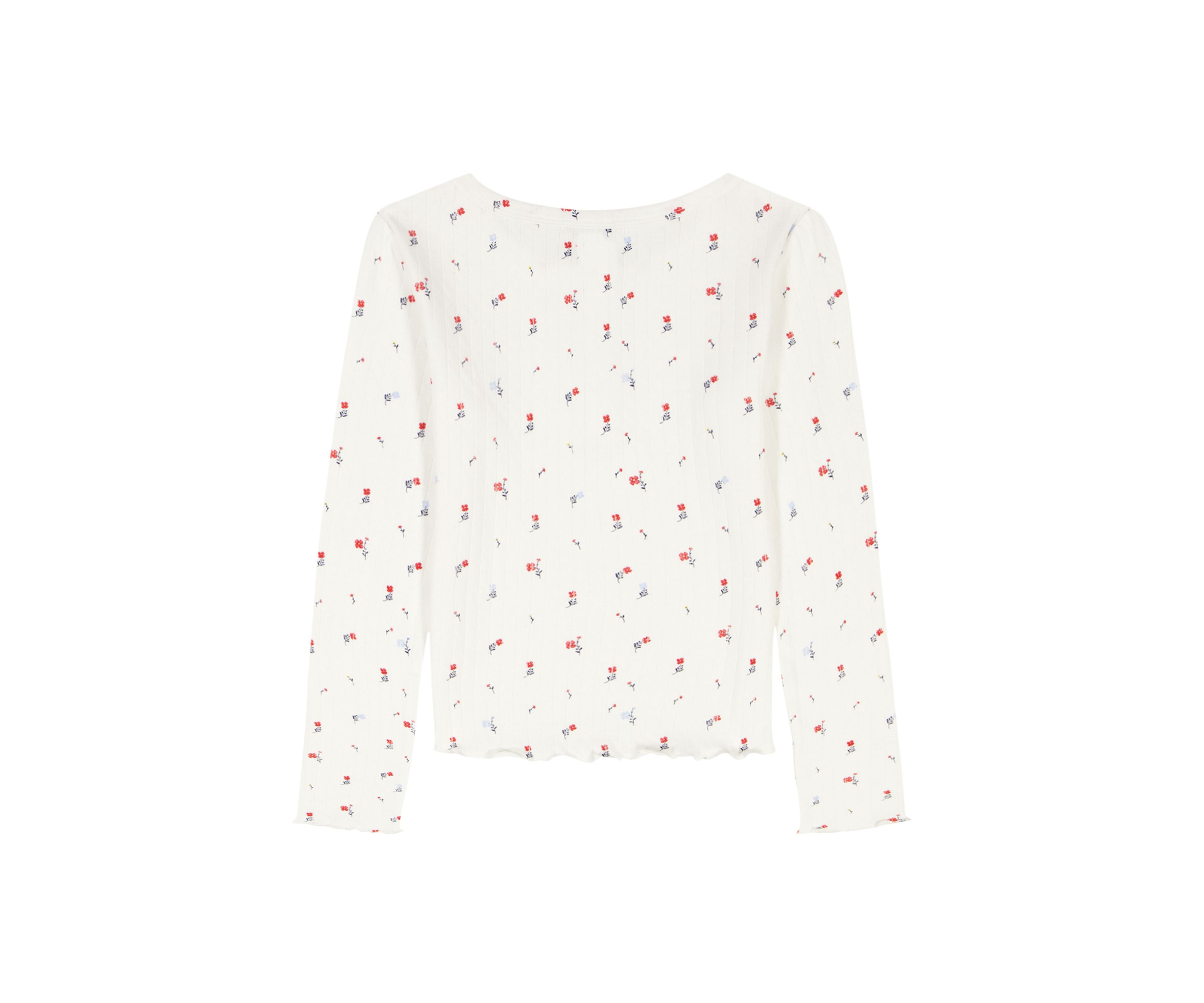 Girls 7-16 Flower Pointelle Henley Shirt