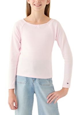 Tommy Hilfiger Girls 7-16 Pink Rib Scoop Neck Top