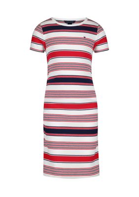 Tommy Hilfiger Girls 7-16 Varsity Striped Ribbed Dress, White