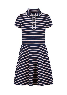 Tommy Hilfiger Girls 7-16 Breton Striped Dress, Navy Blue