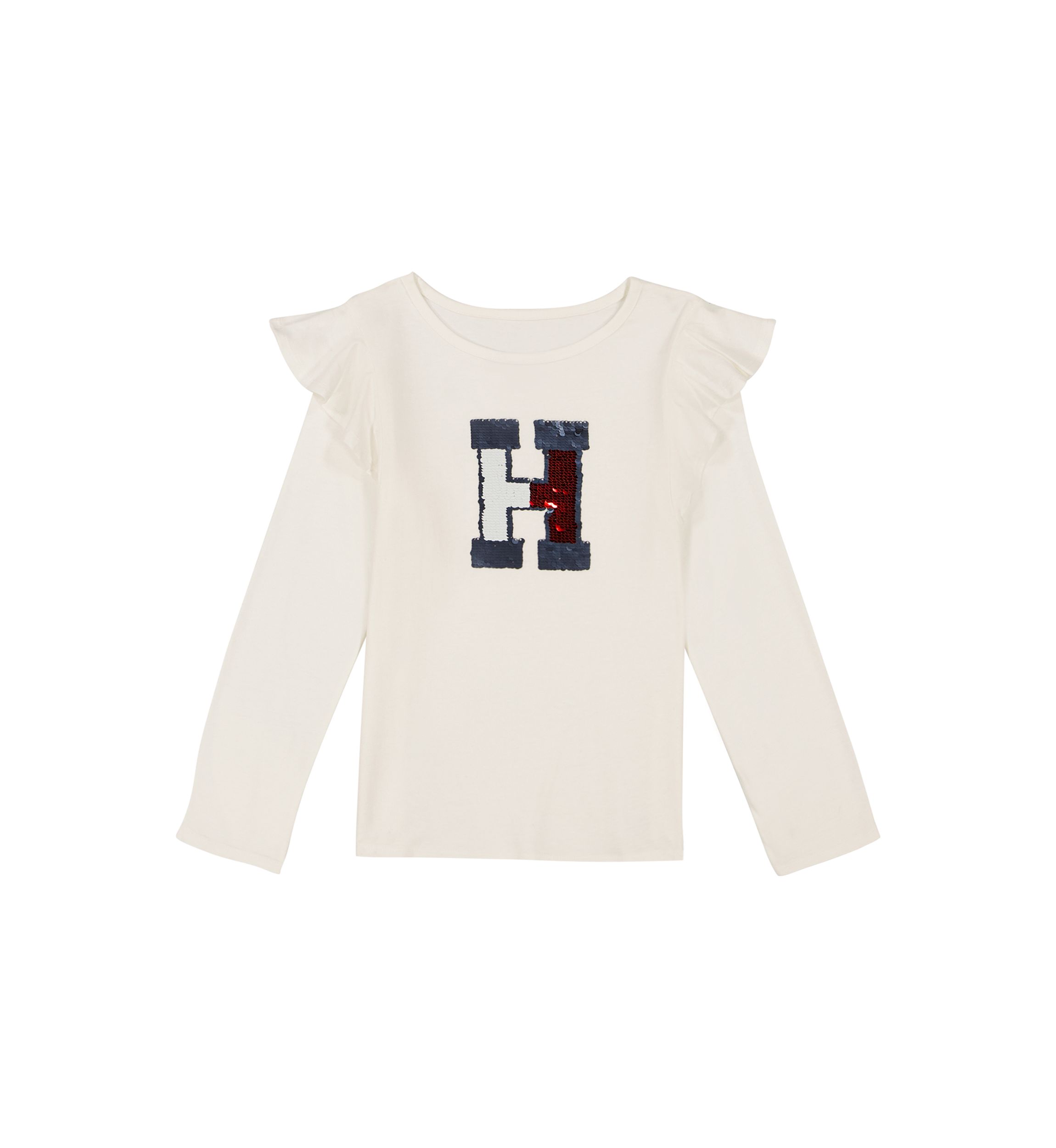 Girls 7-16 Ruffle Sequin Logo T-Shirt