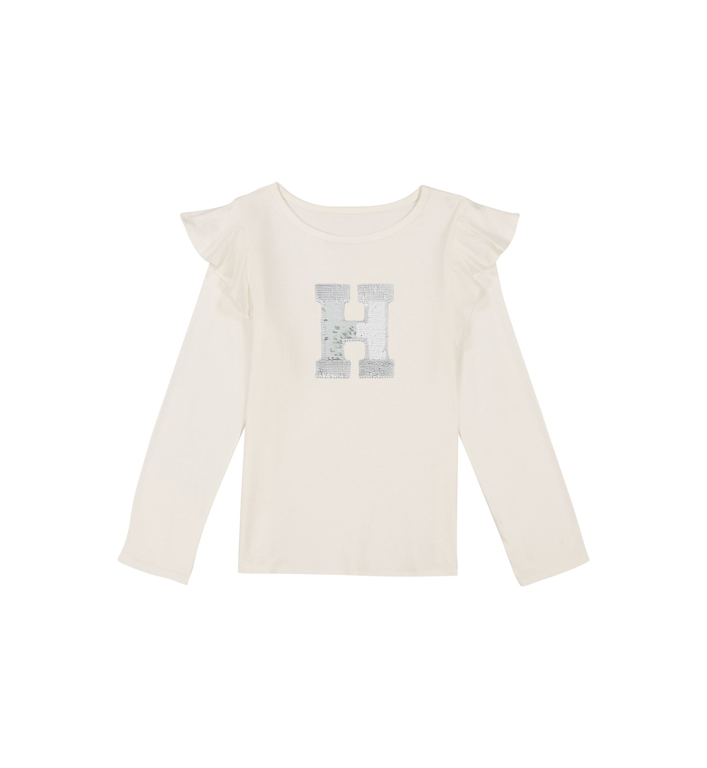 Girls 7-16 Ruffle Sequin Logo T-Shirt