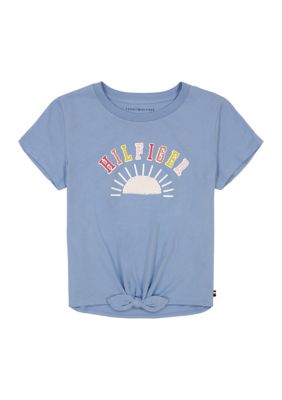 Girls 7-16 Script Logo Graphic Twist Front T-Shirt